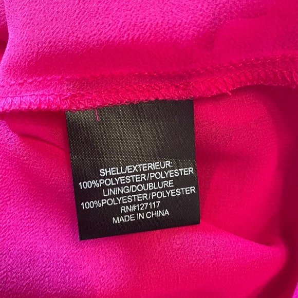Badgley Mischka Long Sleeve Top Blouse Fuchsia Pink Size S Pleated Back Designer - Picture 10 of 11